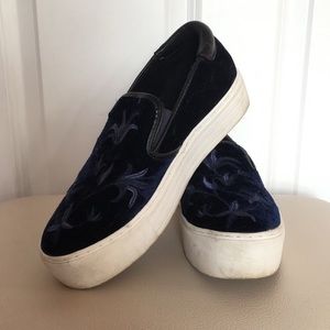 Kenneth Coal Velvet Slip On Sneakers - Navy